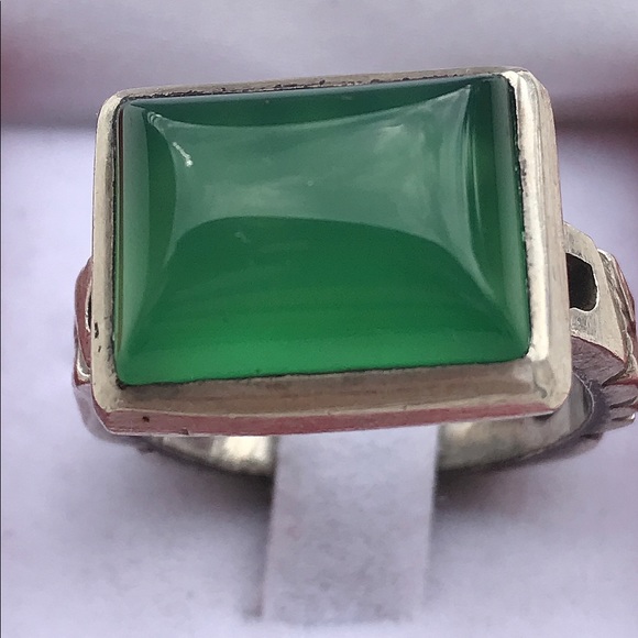 Unique handmade silver rings with green agate - Picture 1 of 4